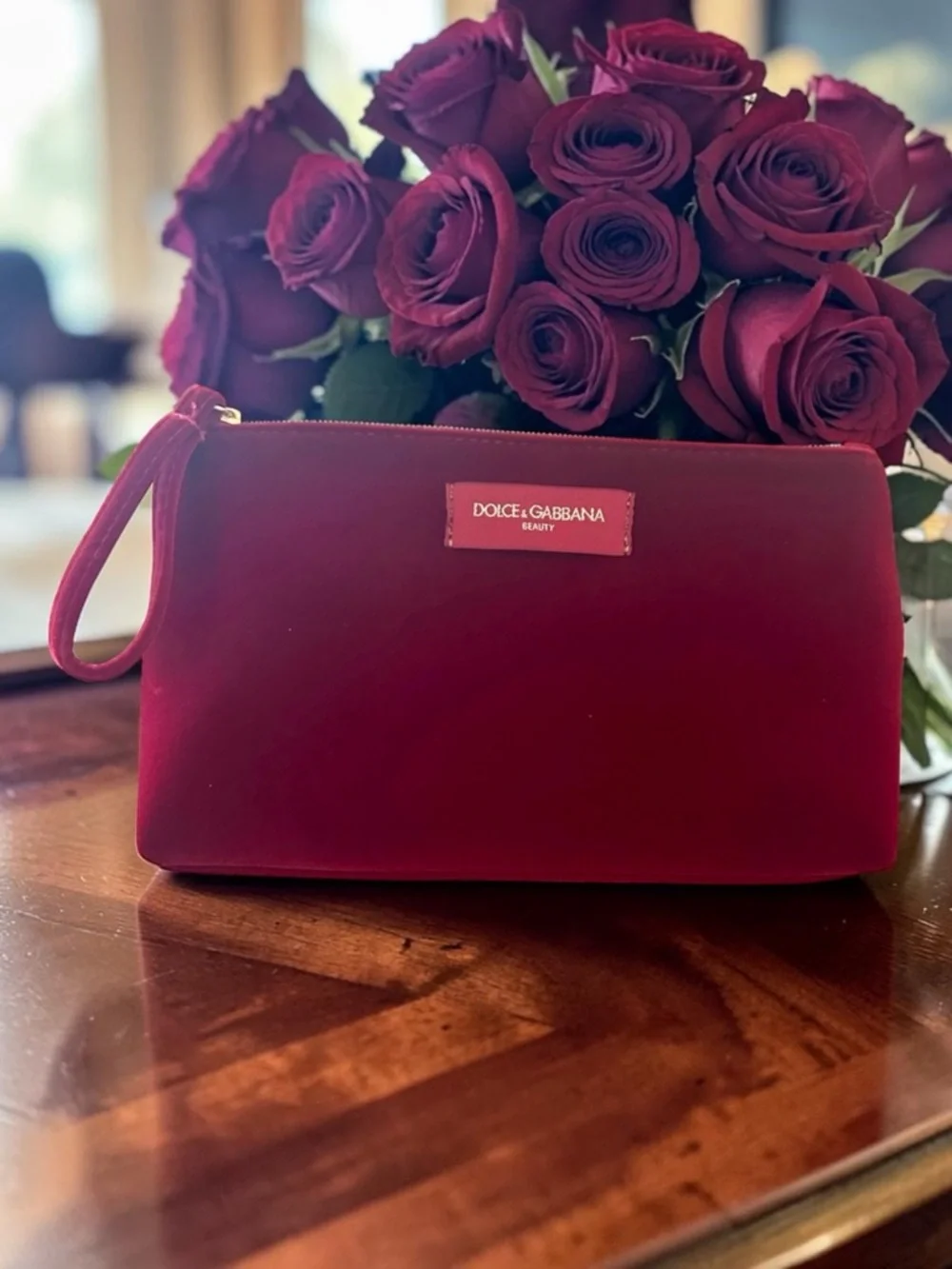 Dolce & Gabbana Red‎ Wristlet Clutch, Makeup or Cosmetic Bag in Box | New in Box